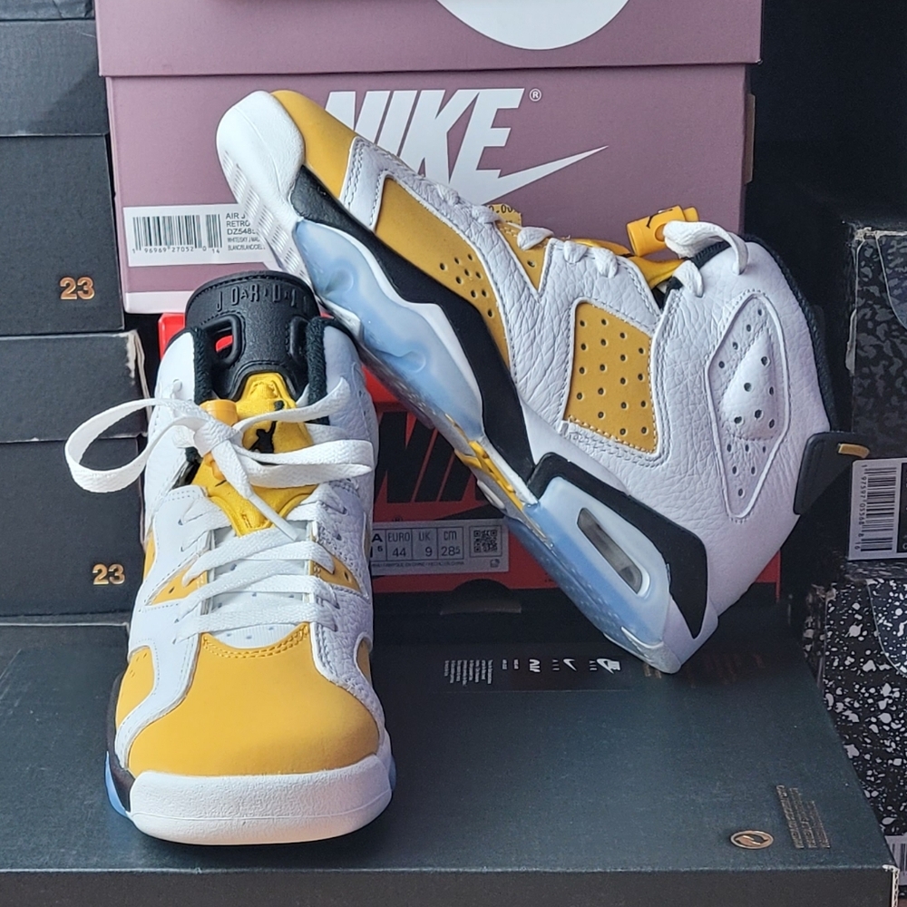 Nike Air Jordan 6 Retro (GS) Kids' Yellow and White Sneakers Size 4y